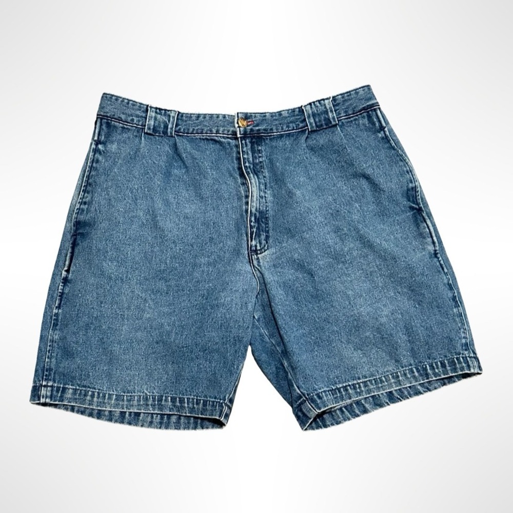 Bugle Boy Classics Denim Shorts Blue Pleated Casual Mens Size 38